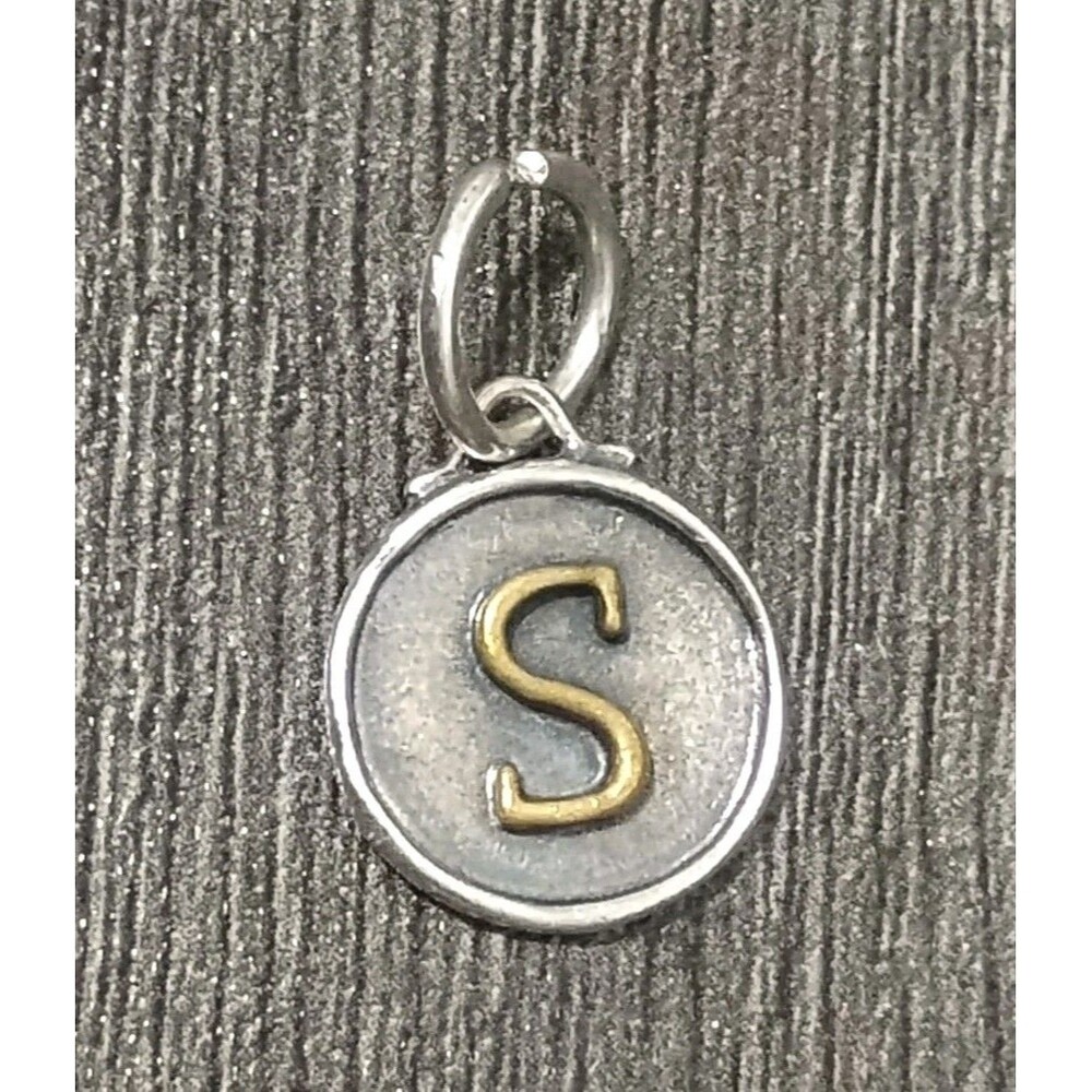 Waxing Poetic Brass Letter S Sterling Silver Chancery Insignia Charm